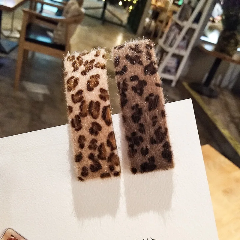 

Korean Leopard Hairpin BB Clip Ins Women Girls Clip Tiara Plush Hairpins Hair clip bangs clip Barrettes Hair Accessories