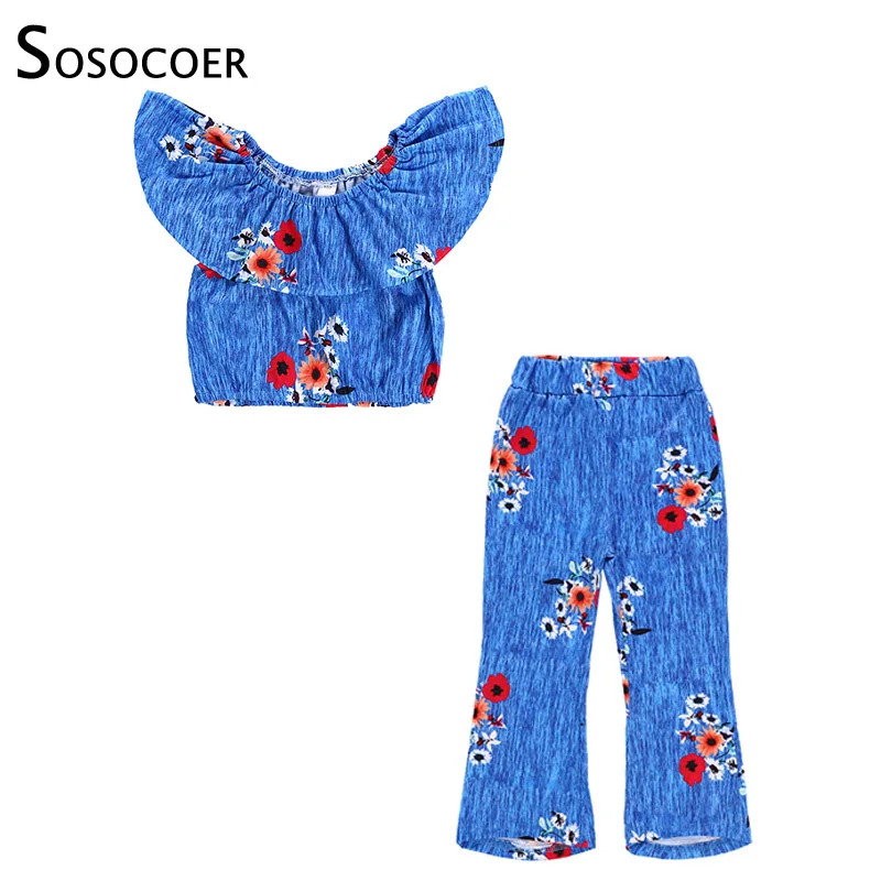 SOSOCOER Children Clothing Set Kids Clothes Girl Clothes Set Floral