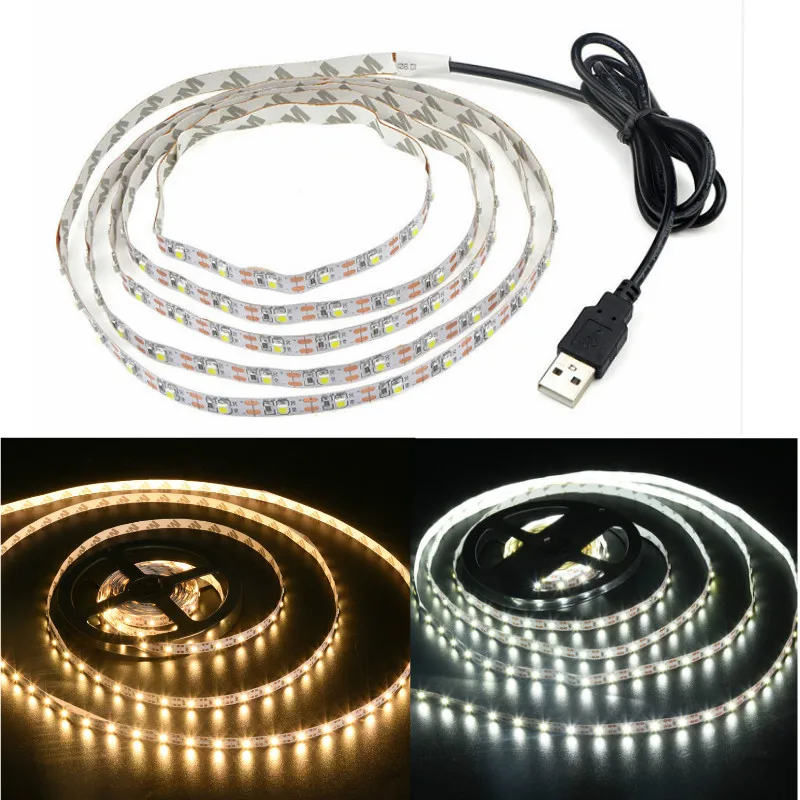 DC 5V USB светодиодный светильник SMD 3528 RGB гибкий ТВ фон клейкая лента 2 м 3 4 5