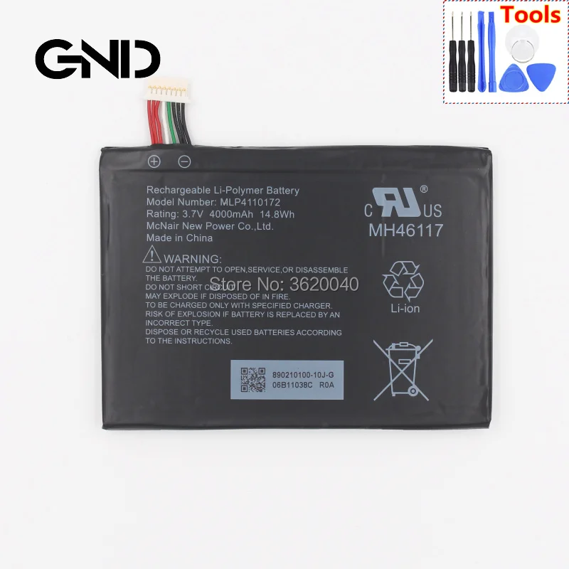 

GND 4000mAh/14.8Wh 3.7V MLP4110172 Replacement Battery For The Rand McNally OverDryve 7 in. Connected Car GPS Tablet Batterie