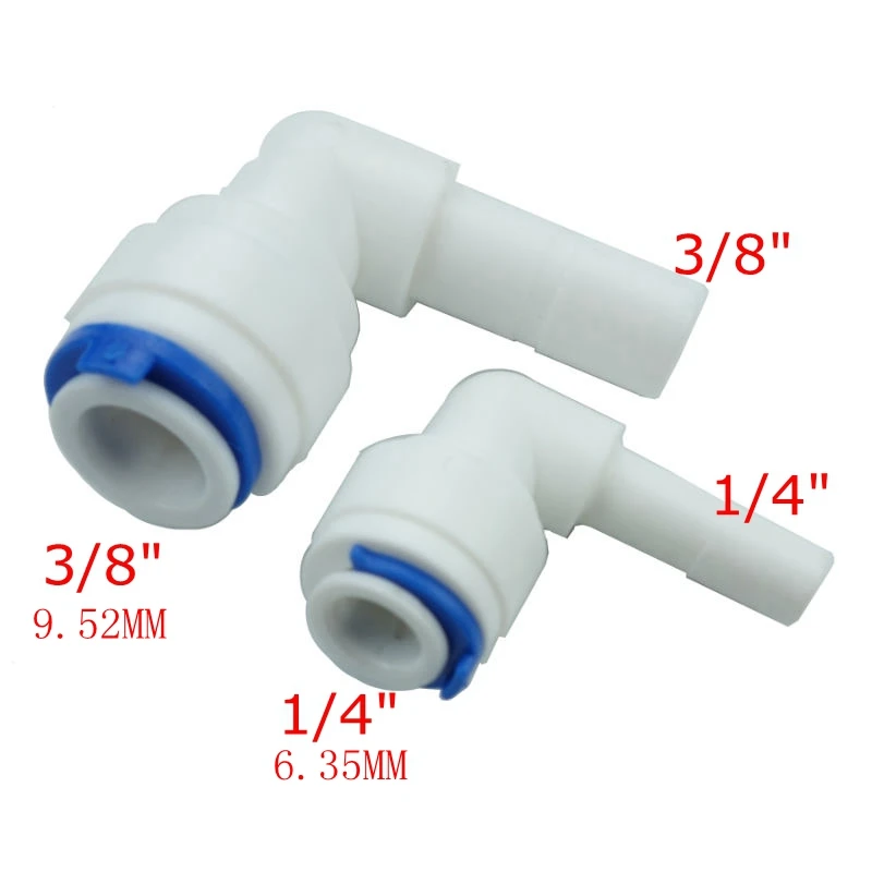 

1/4" 3/8" OD Quick Connection Elbow Connector RO Water Reverse Osmosis Aquarium System Connector Fitting
