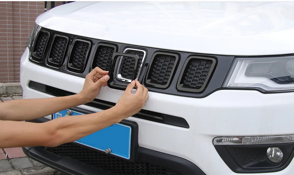 Sansour Racing Grills для Jeep Compass автомобиль передняя решетка крышка Украшение для Jeep Compass автомобильные аксессуары Стайлинг