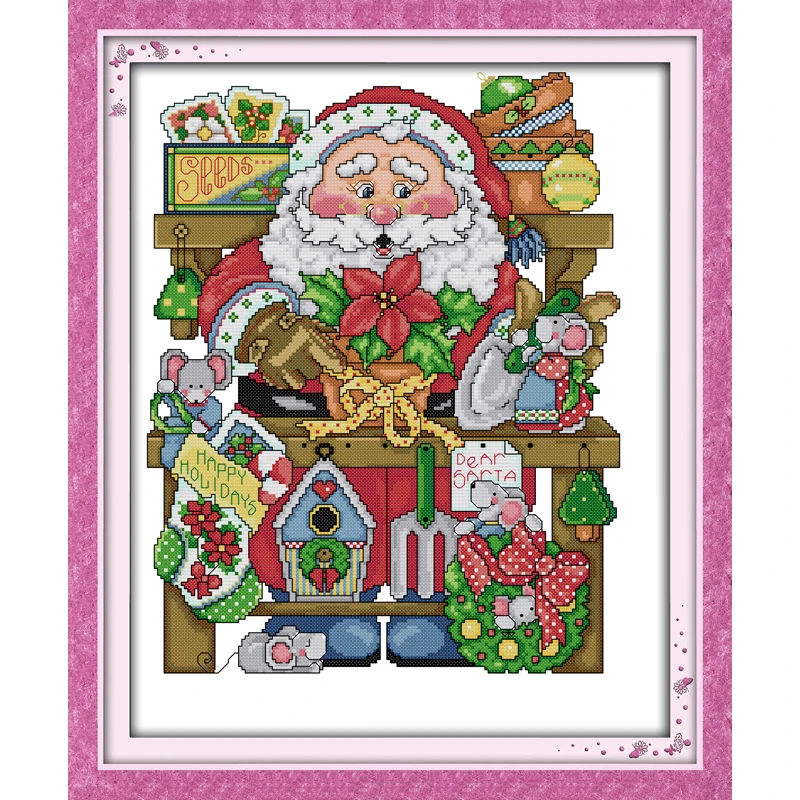

Everlasting love Happy Christmas Ecological cotton Cross Stitch 11CT and 14CT Printed New store sales promotion