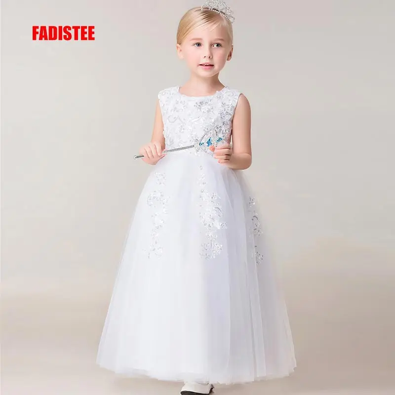 

FADISTEE New Arrival Pretty Flower Girl Dresses appliques lace sequins Baby Girl Dress with floor length long style dresses
