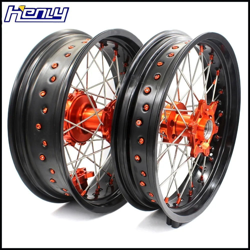 3,5/4,25 полный набор дисков Supermoto Cush для KTM 690 ENDURO R 2008- SMC 2008-2011 оранжевый ниппель