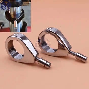 

Free Shipping 2pcs Chrome Aluminum Motorcycle Turn Signal Mount Bracket 41mm Fork Relocation Clamps For Harley