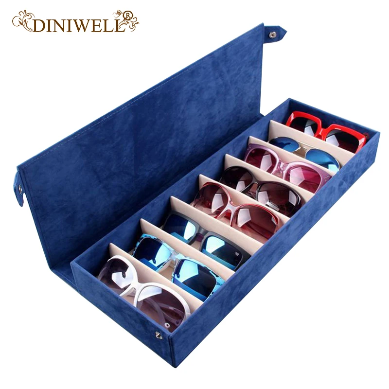 DINIWELL 8 فتحة نظارات حامل حامل النظارات الشمسية نظارات التخزين عرض حالة علبة مجوهرات صندوق تخزين منظم للجنسين