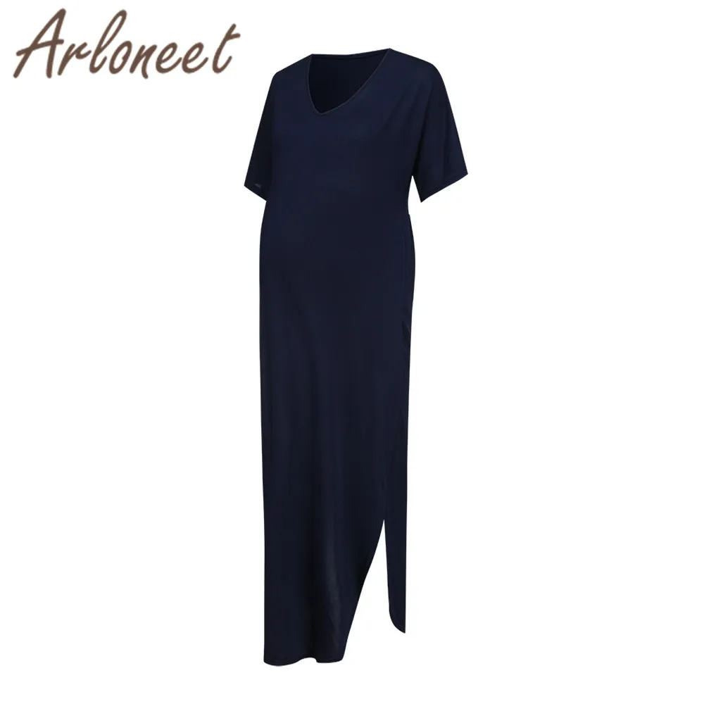 Одежда arloneet, женское платье для беременных, v-образный вырез, элегантное ТРАПЕЦИЕВИДНОЕ ПЛАТЬЕ, однотонное пляжное платье, длинное, лето, для женщин, pregnanct Vestidos