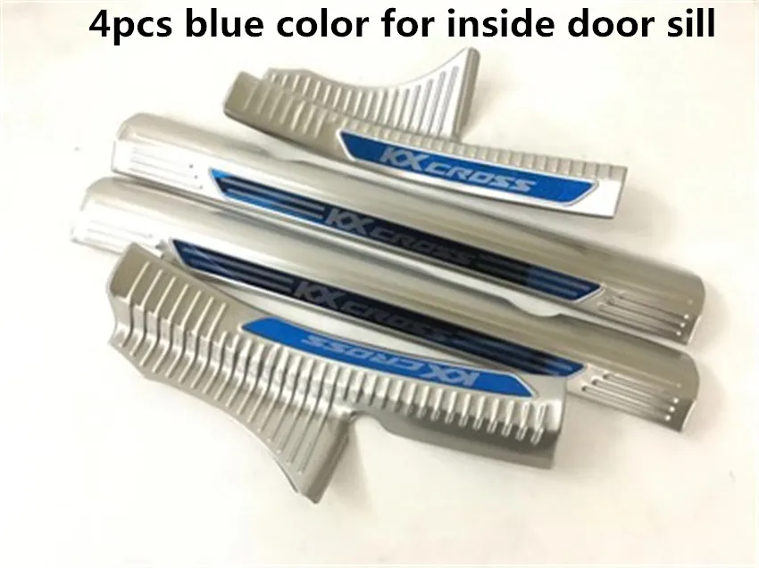 4 шт./лот автомобильные аксессуары нержавеющая сталь накладка на дверь педаль подоконника для KIA RIO X-LINE - Название цвета: blue for inside