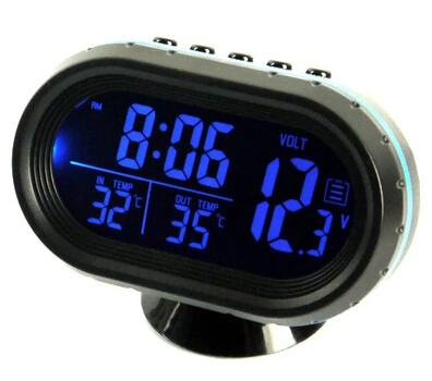 

12V / 24V Digital Auto Car Thermometer + Car Battery Voltmeter Voltage Meter Tester Monitor + Noctilucous Clock + Freeze Alert