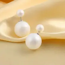 2017 Hot Fashion Double Sides simulated pearl Stud Earrings for Girls Plated ITALINA Beads Jewelry Free shipping