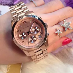 Для женщин часы повседневное Бизнес Мода кварцевый механизм Элитный бренд WristwatchLadies Дата Розовое золото водонепроница