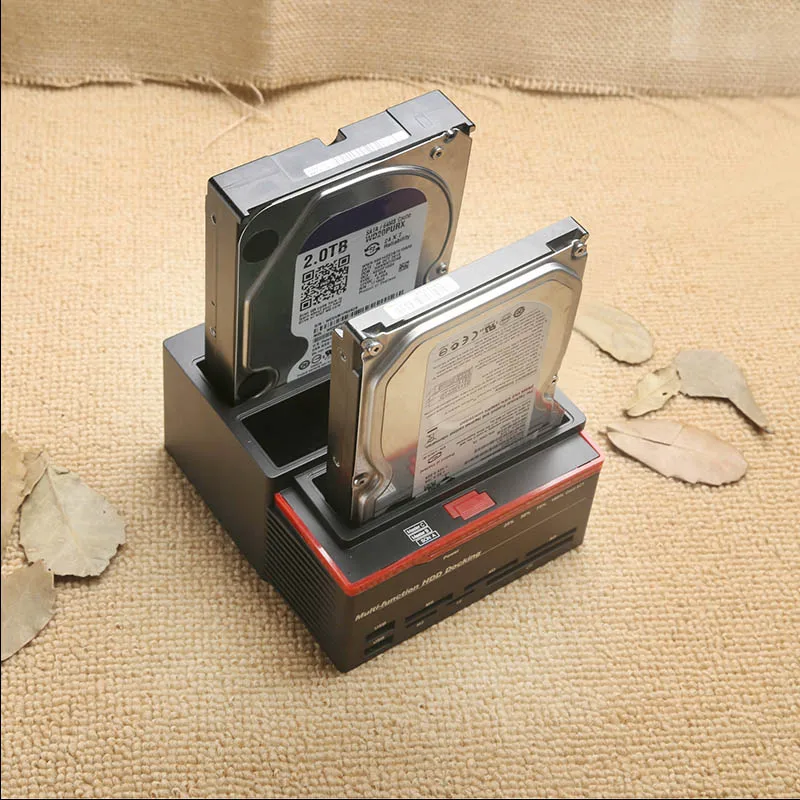 

New 3 Slots Hard Disk Holder 2 USB Port Multi-function Hard Disk Drive Base for Card Reader