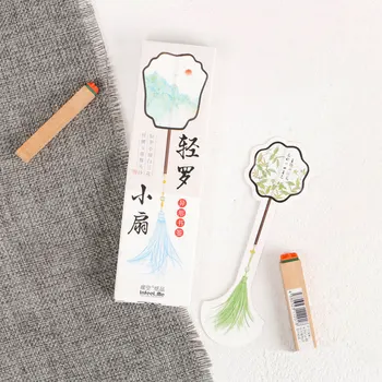 

30 pcs/box vintage beautiful fan paper bookmarks stationery book holder message card school supplies papelaria kids gifts