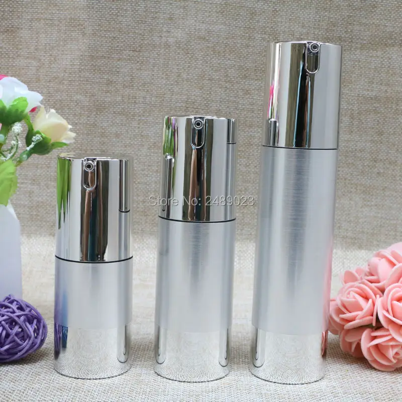 10pcs/lot Makeup Tools Silver Wire-drawing Refillable Bottles 30ml 50ml Lotion Cosmetic Container Empty Shampoo Airless Bottle novelty diy cylinder pen holder remotes holder box makeup tools organizer box paint brush holder case desk pen container