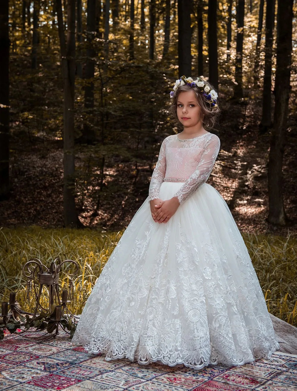 white floral ball gown