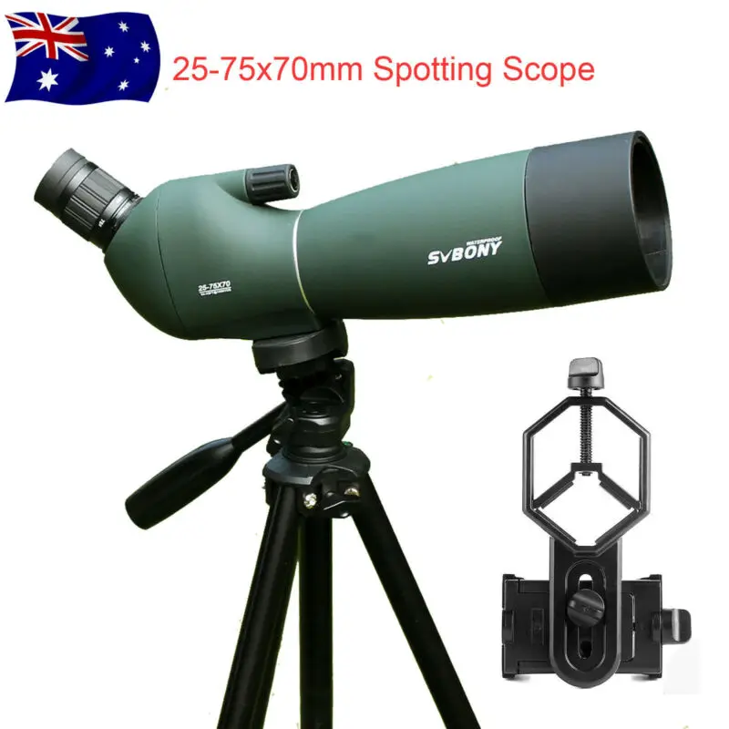 

SVBONY 25-75x70mm Angled Zoom Spotting Scope &Telescopes Tripod+Phone Adapter AU