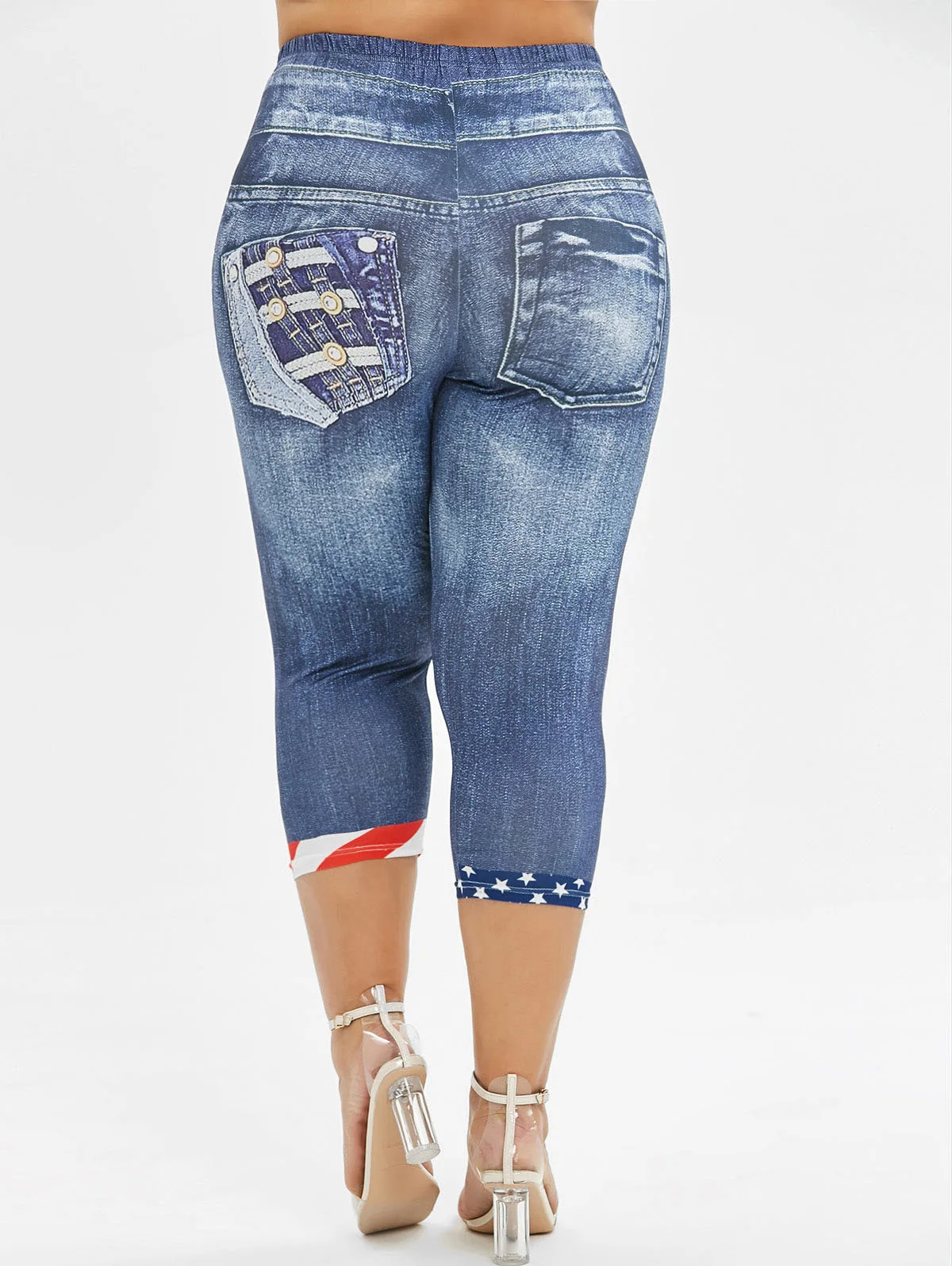 Wipalo Модные женские длинные штаны с высокой талией размера плюс 3D джинсовые лосины американского флага повседневные обтягивающие леггинсы 5XL