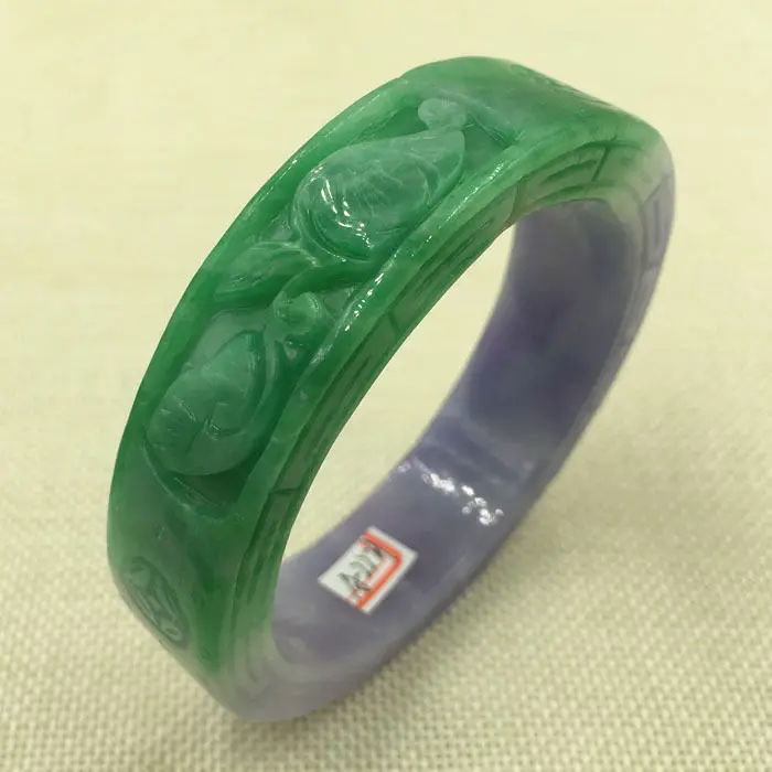 

2221 Chinese Hand-carved Lavende Purple Green Jadeite Jade Bangle Bracelet 63mm 28% 10.13