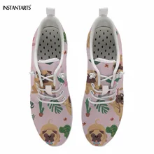 INSTANTARTS для женщин летние воды обувь милый тропический мопса печатных пляжная обувь дышащая быстросохнущая обувь кружево до одежда заплыва спортивные