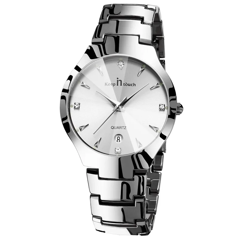 Роскошные брендовые Модные Бизнес Мужские часы водонепроницаемые светящиеся повседневные мужские кварцевые часы Ретро Дата мужские часы relogio masculino - Цвет: men silver white