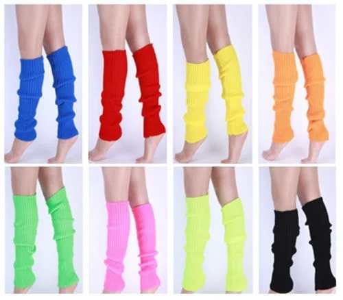 NIBESSER 1 Pair Womens Leg Warmers Ladies Party Knitted Neon Dance Costume Candy Color Classic Retro Long Boot Socks Cuffs