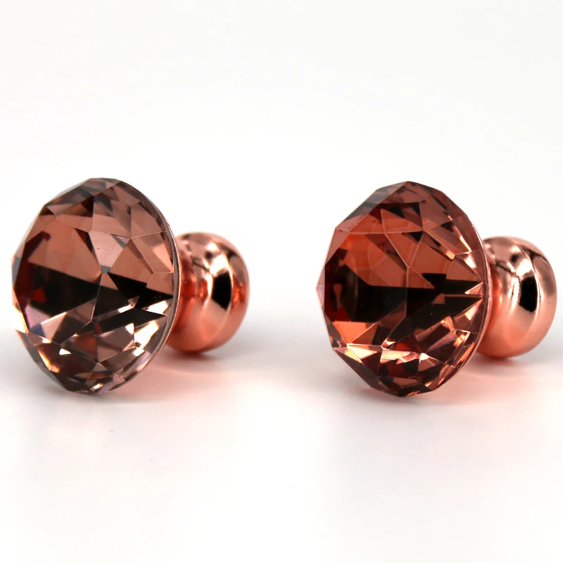 

2PCs 30mm Diamond Shape Crystal Glass Drawer Cabinet Knobs and Pull Handles Rose gold Base Handles Wardrobe Hardware