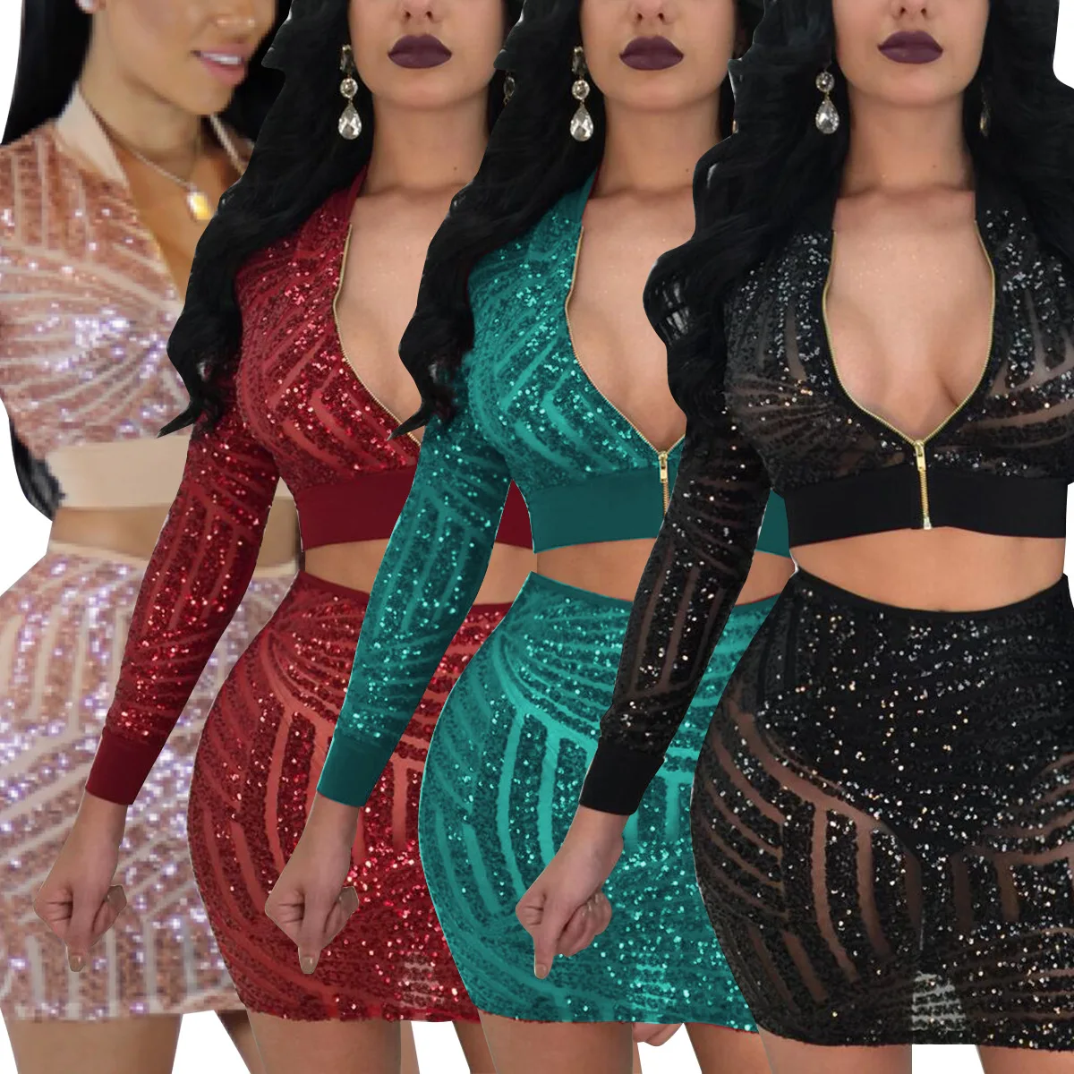 two piece sequins set