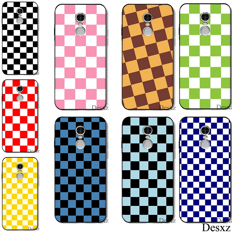 

Desxz Silicone Checkerboard Plaid Checked Checkered Case Cover for Redmi Note 4 4X 5 6 Pro 5A Prime 7
