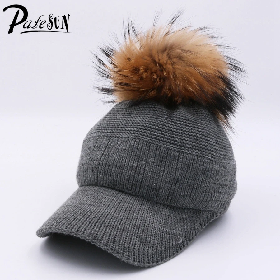Patesun Autumn Winter Women Baseball Caps Solid Sweater Hats for Ladies