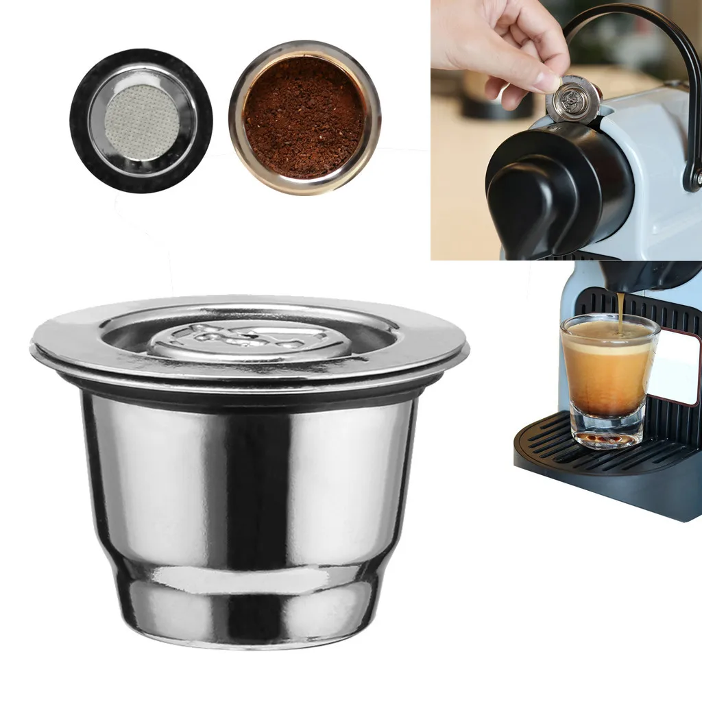 Фильтр для кофе из нержавеющей стали многоразовая кофейная капсула Nespresso фильтр и щетка 5 мл фильтры 1j18