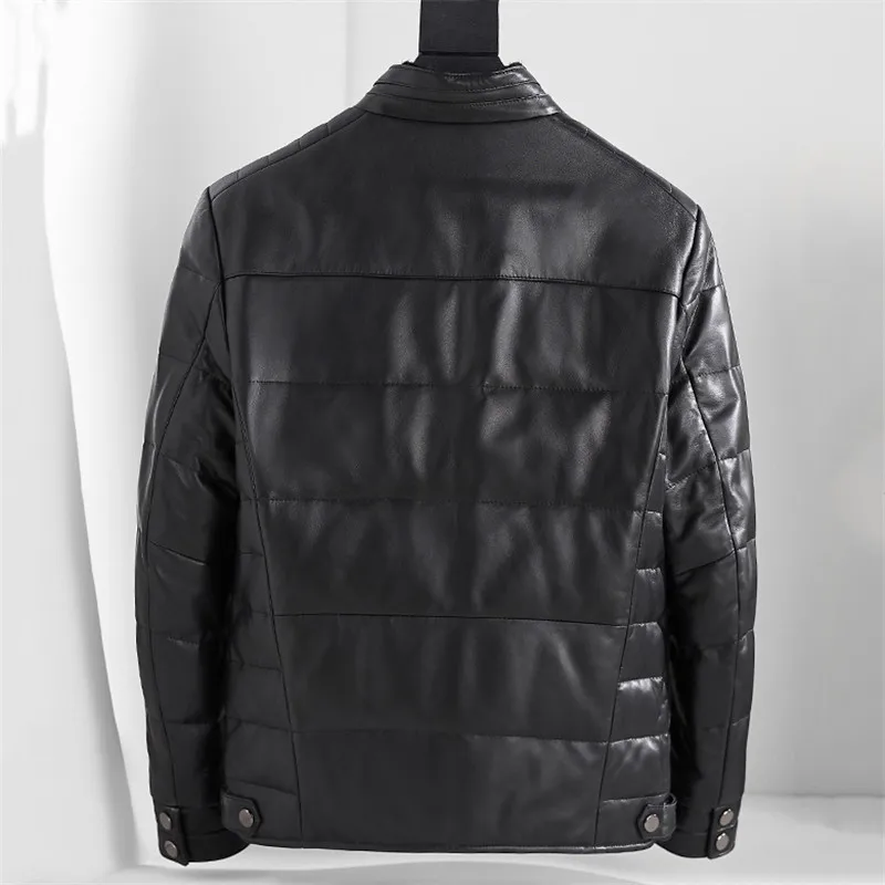 Черный мужской пуховик из овчины 2019 новый большой размер Досуг Мужская куртка осень зима натуральная кожа куртка норковый меховой