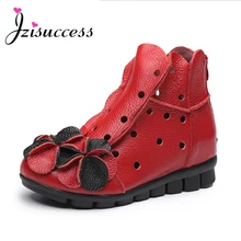 Новинка года; модная женская натуральная кожа туфли на плоской подошве, увеличивающие рост; женская обувь на плоской подошве в народном стиле; короткие ботинки; женская обувь