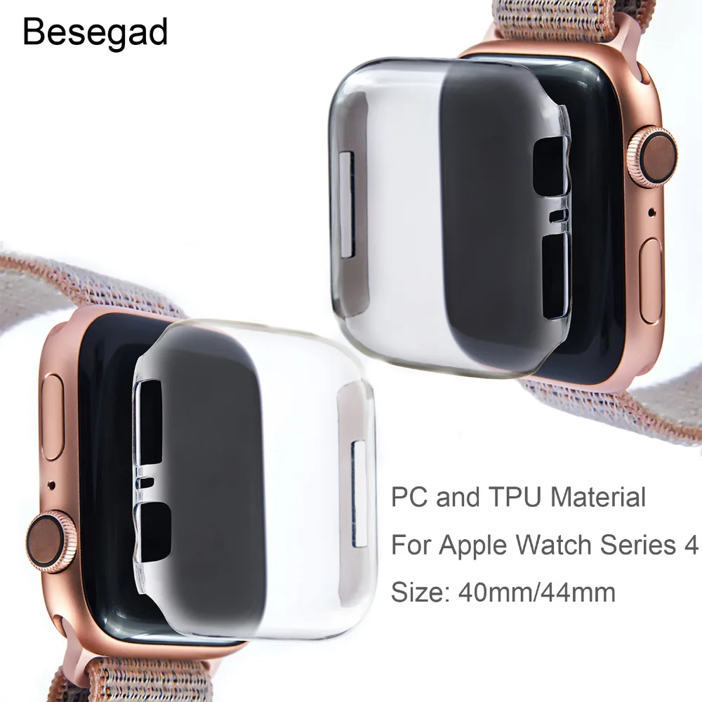 

Besegad For Iwatch 4 Transparent Anti-fall Shockproof Soft PC Case Cover for Apple Watch iWatch i Wach Series 4 iWach Gadgets