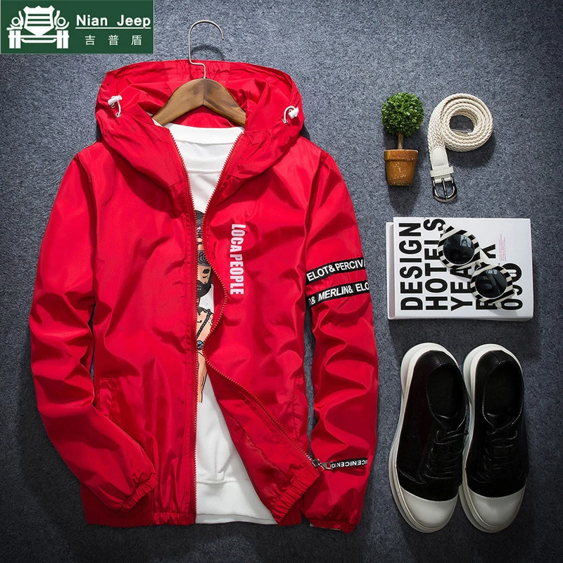 

2018 Spring Autumn Thin Windbreaker Jacket Men Plus Size M-4XL jaqueta masculina Slim Fit Young Men Hooded bomber jacket men