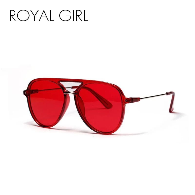 

ROYAL GIRL Oversized Transparent Frame Sunglasses Women 2018 Brand Designer Double Bridge Pilot Sun Glasses for Men UV400 ss638
