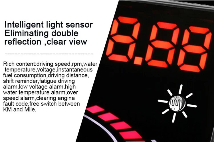 Для автомобилей с интерфейсом OBD2, сделанный 2009-теперь цифровой автомобильный измеритель скорости, проектор скорости автомобиля на лобовом стекле, автоматический Hud Дисплей на голову