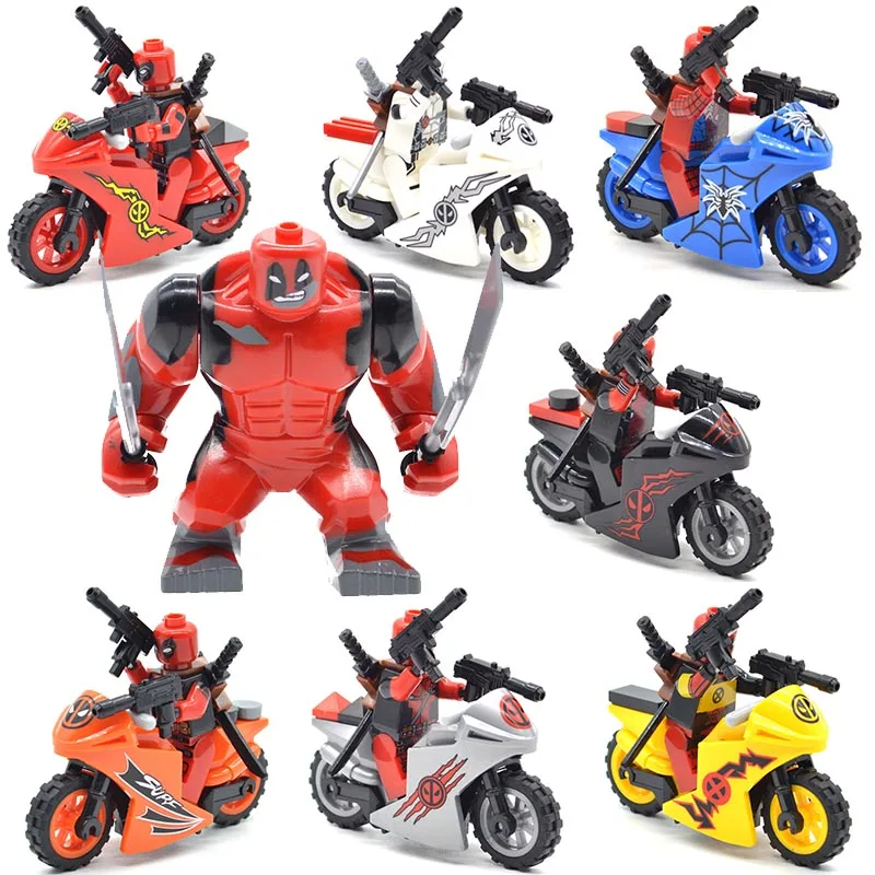 

Set Blocks Deadpool with Motorcycles Spiderpool Super Heroes Building Bricks Gifts Toys for Children DLP9079