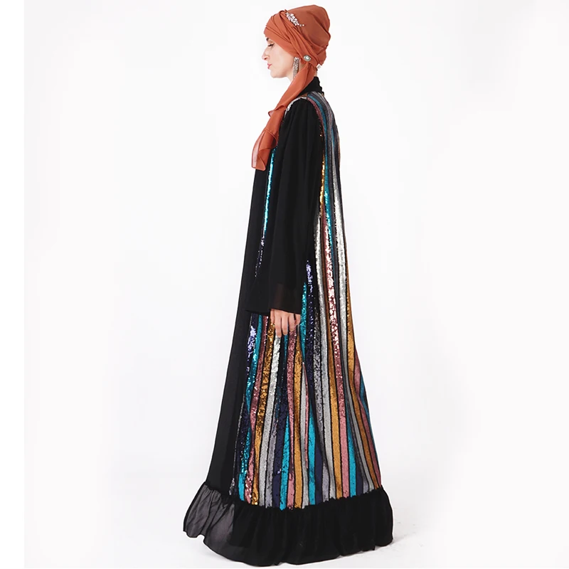 Кимоно Eid Open Abaya с блестками кардиган хиджаб мусульманское модное платье кафтан