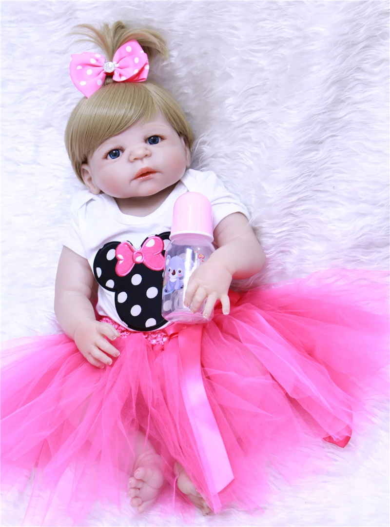 DollMai bebes reborn blonde куклы c волосами полностью силиконовые куклы reborn baby игрушки для детей bebes boneca Возрожденный силикон completa