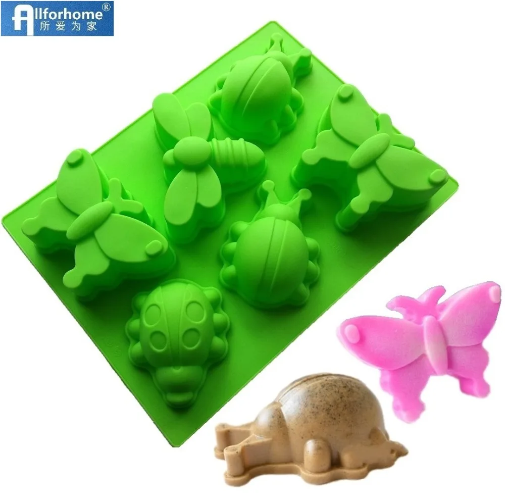 

6 Insect Butterfly Dragonfly Silicone Mousse Cake Mold Baking Pans Muffin Cups Soap DIY Moulds Craft Art Soap Cake DIY Molds
