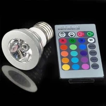 3 Вт E27 светодиодный диджейские лампы, умный Точечный светильник, волшебный 16 цветов, переменный ток 110-245 В, с пультом дистанционного управления, вечерние, Свадебный, сценический светильник