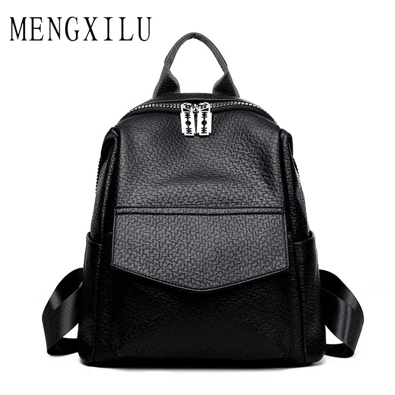 

MENGXILU Korean Style Women Backpack Female Leather Bags For Teenage Girls Designer High Quality Soft PU Casual School Bags 2018