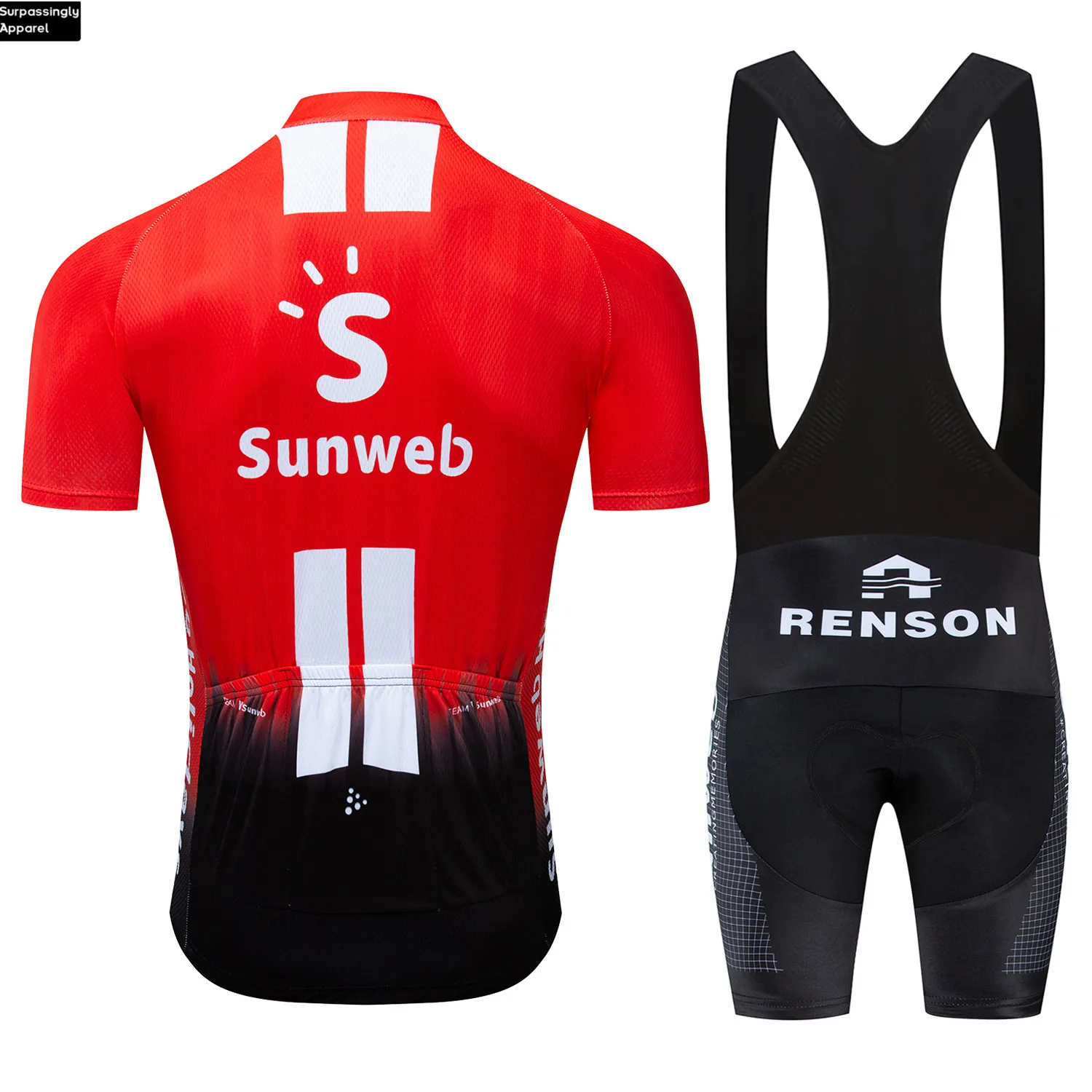 UCI Team 2019 Sunweb Red Cycling Jersey Bike Shorts Set MTB Mens Ropa Ciclismo Cycling Wear Summer Bicycling Maillot Culotte 12D