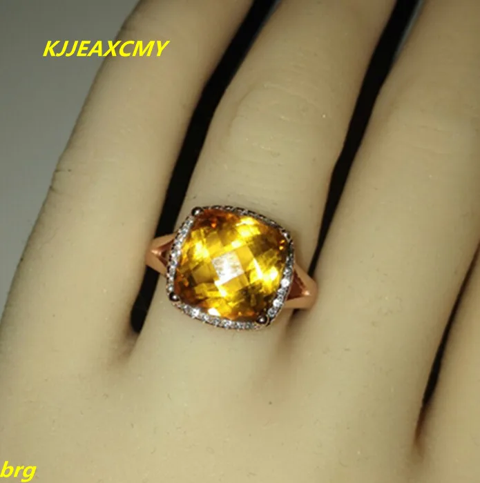 KJJEAXCMY Fine jewelry Fine Платиновое Покрытие натуральный цитрин женское кольцо из стерлингового серебра 925 пробы - Цвет камня: Золотой