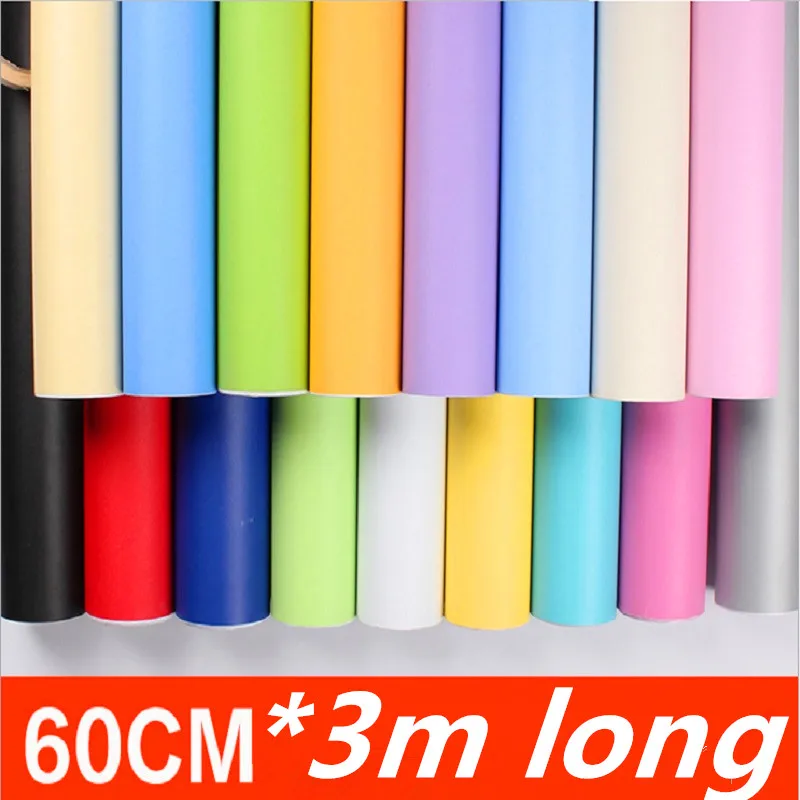 

New Plain color thick PVC wallpaper self-adhesive solid color wallpapers bedroom living room decoration wall stickers waterproof