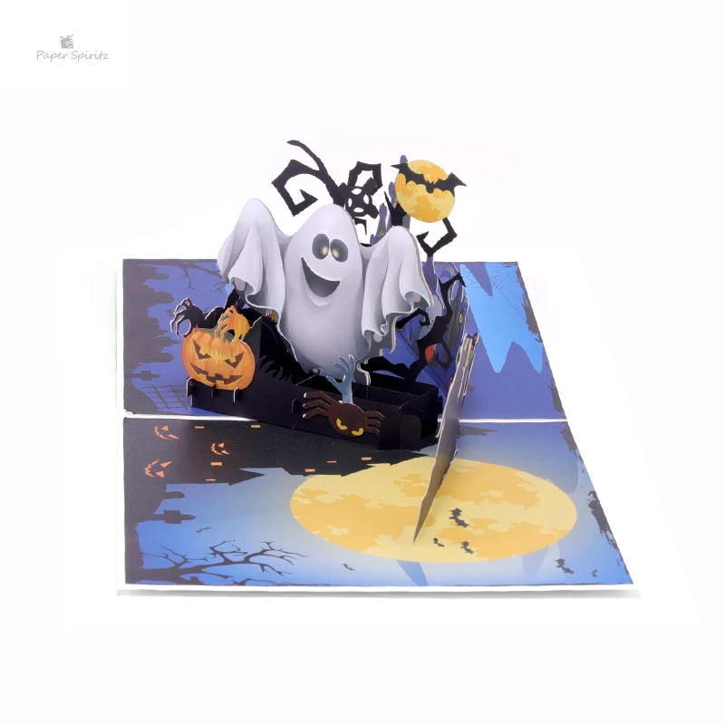  PAPER SPIRITZ Happy Halloween Cards 3D laser Cut Paper Love Pop Up Card with Envelope Invitations G - 32899827468