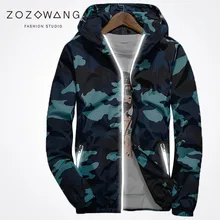 Zozowang принт камуфляж отражатель с капюшоном на молнии Короткие свободные мотоциклетные зимние куртки мужские толстые теплые зимние пальто мужские
