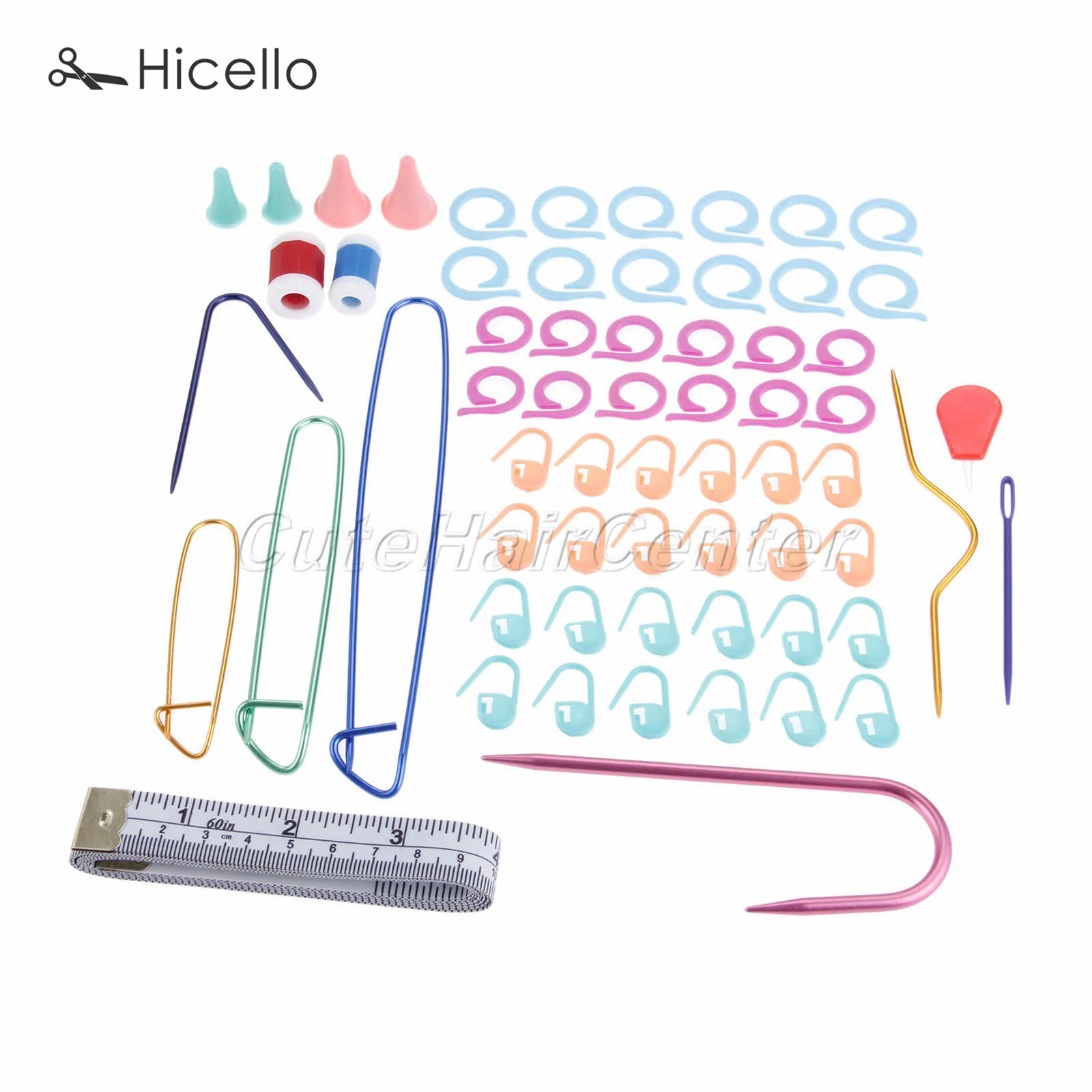 20 Pieces Multi Color Plastic Needle Clip Hook 2 Sizes Knitting Needle Row Counter fit for Sewing Tools