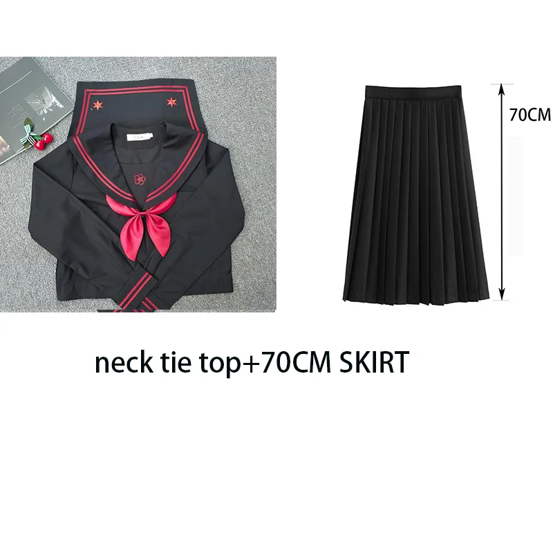 70CM SKIRT SET2 TR японский JK наборы школьной формы для девочек Сакура вышивка старшеклассница для женщин Новинка матросские Костюмы янки девушка Униформа JK001 - Цвет: 70CM SKIRT SET2